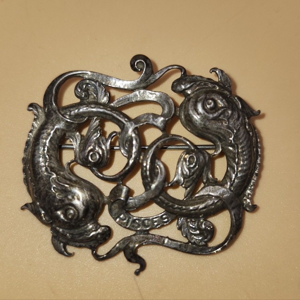 Vintage Sterling Silver Guglielmo Cini Pisces Fish Zodiac Sign Brooch Pin